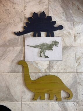 Home goods Dinosaur Wall Art Set in Navy, Green, and Mustard